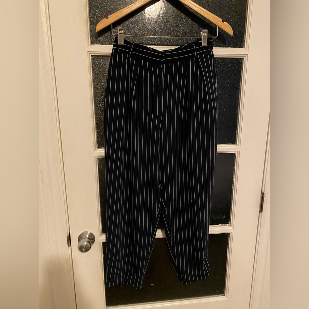 Babaton Aritzia Navy Pinstriped Trousers